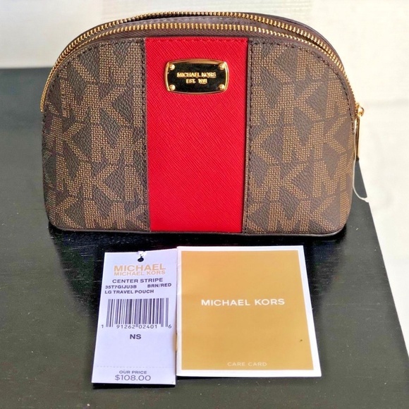 Michael Kors Handbags - Michael Kors Center Stripe Travel Cosmetic Pouch